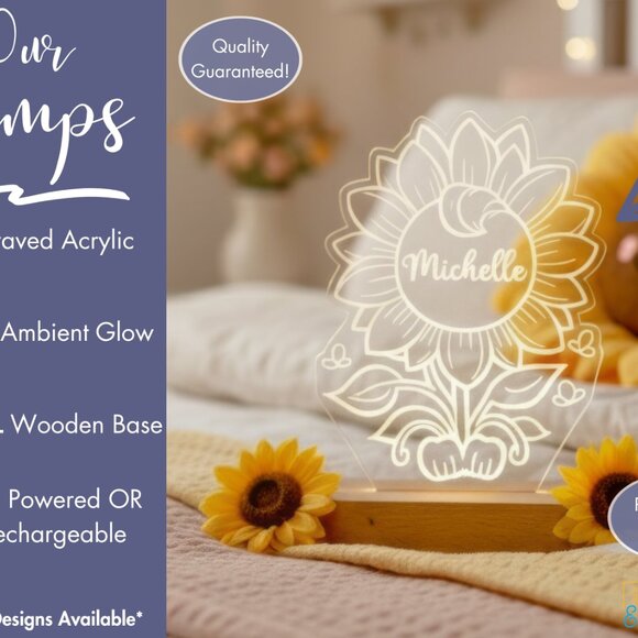 Personalized Flower Night Light – Custom LED Lamp for Nature Lovers - Picture 3 of 8